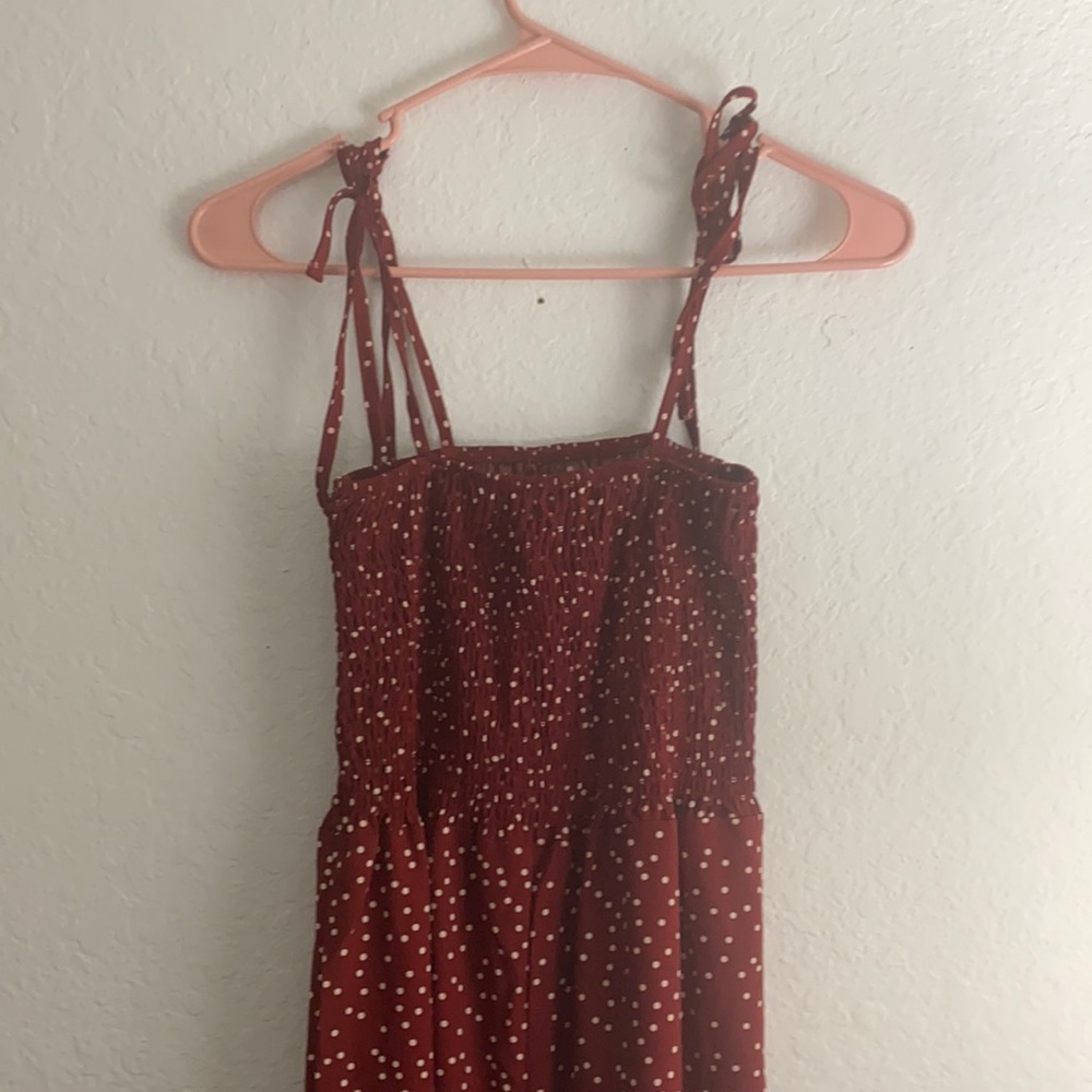 Red and white pika dot jump suit